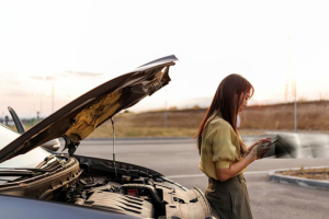 Image d'une personne avec un problème de voiture