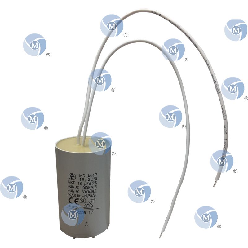 Condensateur permanent 18 µF à câble pour moteur électrique ou pompe — free download