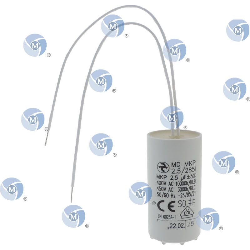 Condensateur permanent 2,5 µF à câble pour moteur électrique ou pompe — free download