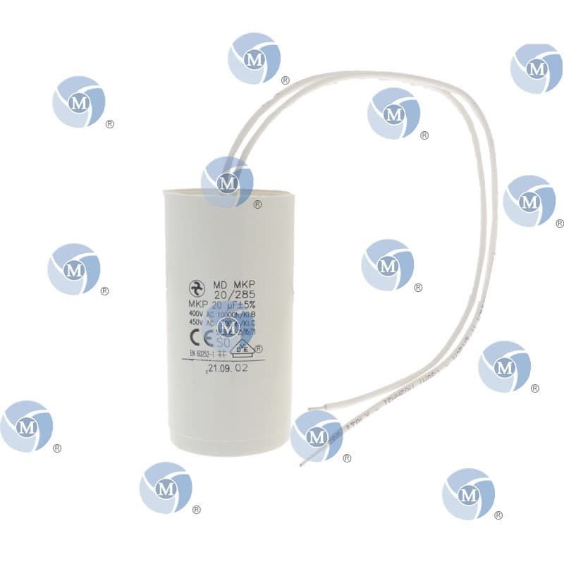 Condensateur permanent 20 µF à câble pour moteur électrique ou pompe — free download
