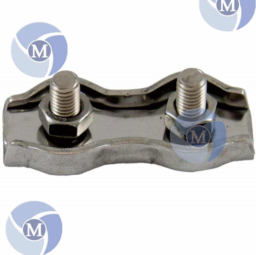 Lot De 5 Serre-câbles Plats à 2 Boulons Inox A4 - Pour Câble De 8 Mm, Neufs, Marque FP INOX, Fabrication Française