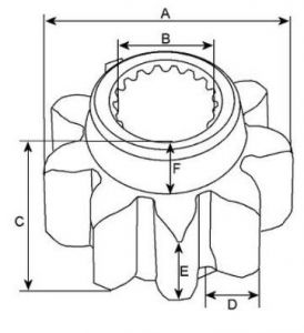 Pignon pour démarreur compatible pour MITSUBISHI M2T58681 - Schéma