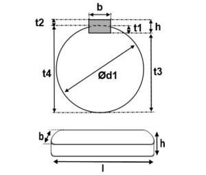 Clavette parallèle pour moteur électrique 10 x 8 x 70 mm - Schéma