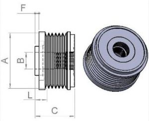 Poulie d'alternateur compatible pour alternateur VALEO TG15C146 - Schéma