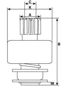 Lanceur compatible pour démarreur BOSCH 2006209212 - Schéma