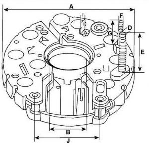 Pont de diode compatible pour alternateur BOSCH B120402743 - Pont diode alternateur BOSCH 1386681