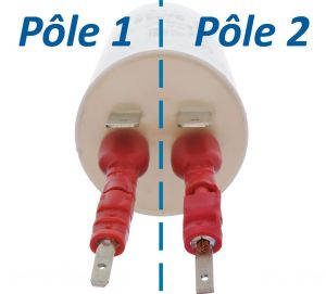 Condensateur permanent 18 µF à cosses pour moteur électrique ou pompe - Cosses adaptatrices vendues séparément