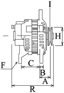 Alternateur compatible pour MITSUBISHI A3TG1291 - Côtes et dimesions