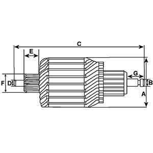 Induit compatible pour démarreur BOSCH 1004011326 - Schéma de l'induit de démarreur 335586