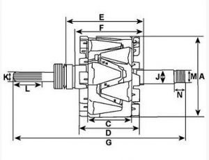 Rotor d'alternateur compatible pour VALEO A13VI87 - CAO138116