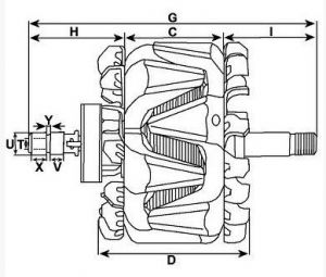 Rotor d'alternateur compatible pour VALEO A13VI87 - CAO138116