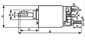Solénoide Valeo pour démarreur RENAULT 7700113627 - Côtes et dimensions