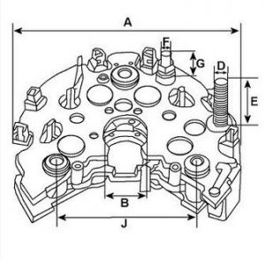 Pont de diode compatible pour alternateur BOSCH 0124525053 - Schéma