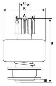 Lanceur compatible pour démarreur BOSCH 6033AD1002 - CAO333571