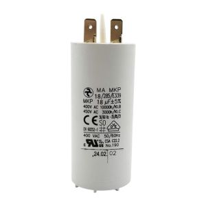 Condensateur permanent 18 µF à cosses pour moteur électrique ou pompe