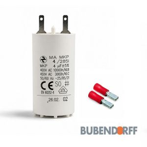 Condensateur permanent 4 µF pour moteurs volets roulants Bubendorff
