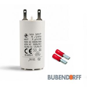 Condensateur permanent 6 µF pour moteurs volets roulants Bubendorff