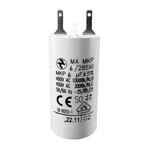 Condensateur permanent 6 µF pour moteurs volets roulants à cosses