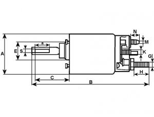 Solénoide compatible pour démarreur OPEL 55585237 - Côtes et dimensions