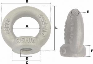 Anneau de levage femelle zingué M6 (Acier) - Côtes et dimensions