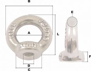 Anneau de levage femelle M14 (Inox) - Côtes et dimensions