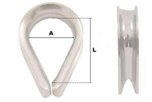 Cosse-coeur légère Ø 4mm (Inox) - Côtes et dimensions