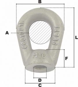 Écrou à anse brut M22 (Acier) - Côtes et dimensions