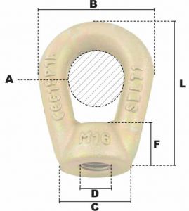Écrou à anse bichromaté M20 (Acier) - Côtes et dimensions