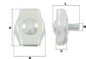 Serre-câble plat simplex Ø 3mm (Acier) - Côtes et dimensions