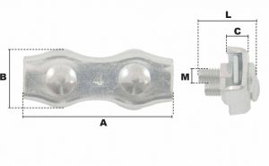 Serre-câble plat duplex Ø 4mm (Acier) - Côtes et dimensions