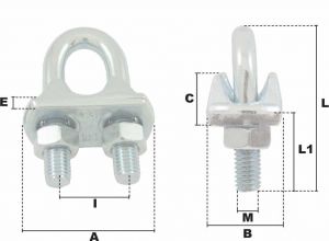 Serre-câble à étrier Ø 3-4mm (Acier) - Côtes et dimensions