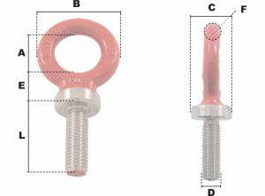 Anneau de levage mâle long M22 (Haute Résistance) - Côtes et dimensions