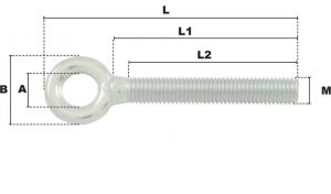 Vis à oeil droite M10 (Acier) - Côtes et dimensions