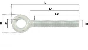 Vis à oeil gauche M30 (Acier) - Côtes et dimensions