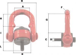 Anneau de levage mâle articulé M24 (Haute Résistance) - Côtes et dimensions