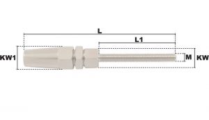 Embout fileté à sertissage manuel rapide M16 Ø 8mm Gauche (Inox) - Côtes et dimensions