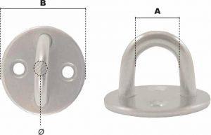 Pontet sur platine ronde Ø 5mm (Inox) - Côtes et dimensions