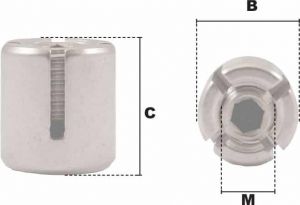 Serre-câble croisillon Ø 2mm (Inox) - Côtes et dimensions