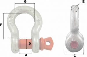 Manille lyre Ø 32mm (Haute Résistance) - Côtes et dimensions