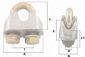 Serre-câble à étrier Ø 5mm EXDIN1142 (Économique) - Côtes et dimensions