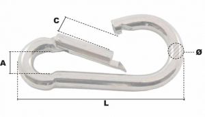 Mousqueton alpin Ø 10mm (Économique) - Côtes et dimensions