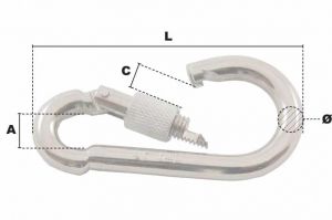 Mousqueton alpin avec sécurité Ø 8mm (Économique) - Côtes et dimensions