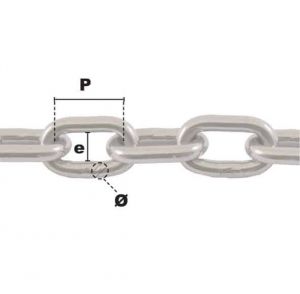 Bobine 100m de chaîne droite à maillon court Ø 2mm (Inox) - Côtes et dimensions