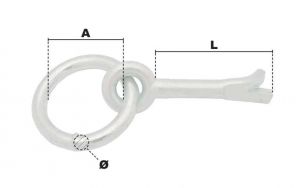 Anneau d'écurie à sceller Ø 12mm x L 70mm (Économique) - Côtes et dimensions