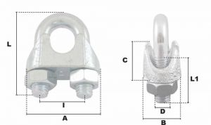 Serre-câble à étrier Ø 30mm EXDIN741 (Économique) - Côtes et dimensions