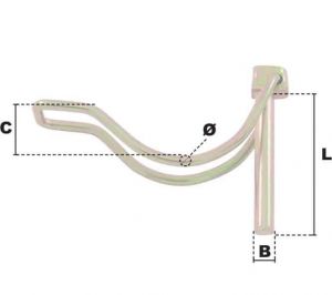 Goupille Clips pour tube Ø 8mm x L 50mm (Économique) - Côtes et dimensions