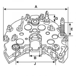 Pont de diode compatible pour alternateur VALEO 592880 - Côtes et dimensions
