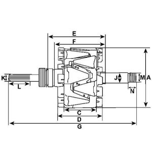 Rotor d'alternateur compatible pour MAGNETON (PAL/SKODA) 443113516630 - vue 2