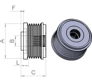 Poulie d'alternateur Ina pour alternateur INA F580053 - vue 2
