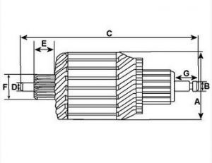 Induit compatible pour démarreur MITSUBISHI M0T84381A - Schéma